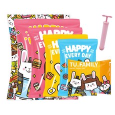 해피래빗 여행용 의류 이불 압축팩 6종 + 압축펌프 랜덤발송 세트, 1세트