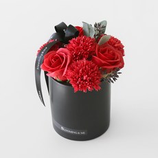 블루밍앤미 비누꽃 카네이션 앤 장미 무광화기 센터피스, 블랙, 1세트