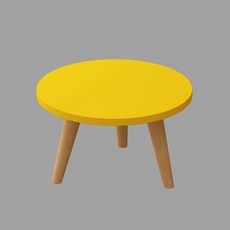 유앤미 원목 다용도 좌식 원형 테이블 ZZ011 L 60 x 33 cm, 옐로우