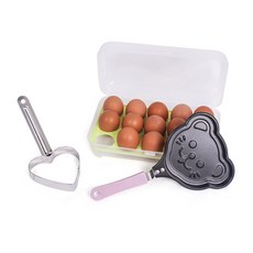 벅703 하트 계란틀 2구 + 계란케이스 15구 랜덤발송 + 미니 프라이팬 랜덤발송, 혼합색상, 1세트