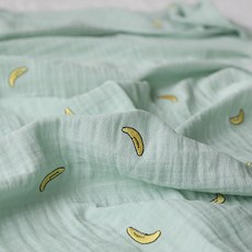 베베데코 자수 이중거즈 아기 블랭킷 바나나 S 65 x 90 cm, 민트