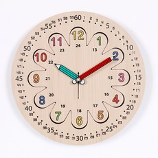 하루아홈 플라워레인보우 교육용 어린이 아이 시계공부 무소음 벽시계 LW2003 + AA건전지, 혼합색상