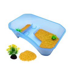 NOMOY PET Turtle 多功能地板水箱套組 NX-11, 水箱（藍色）、彩石（黃色）