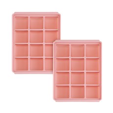 에디슨 실리콘 멀티 큐브 이유식냉동용기 12구 2p, 핑크, 1세트