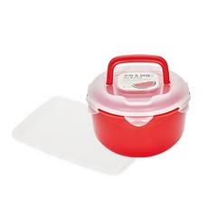 cimelax 手提式蔬菜密封保鮮盒+托盤組 紅色, 1套