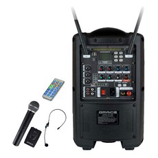 그레이스 200W 충전식 휴대용 이동형앰프 + 블루투스 USB SD포트 무선 마이크 2p, EG-210