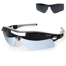 오클랜즈 편광 스포츠 선글라스 + 렌즈 2종 세트 Q360, 프레임(블랙), 렌즈(실버 밀러, 블랙)