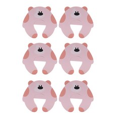 블럭마트 곰돌이 손끼임방지, 핑크, 6개