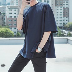 제이에이치스타일 오버핏 워싱 트임 반팔 티셔츠