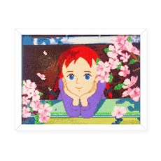 케이엠엘리 빨강머리앤 액자 DIY 보석십자수 세트 40 x 30 cm, 흩날리는 꽃, 1세트