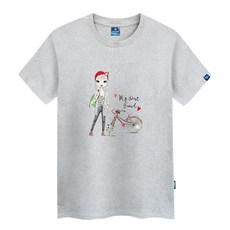 진마니아 고양이와 걸 라운드 남녀공용 빅사이즈 반팔티 TS-417