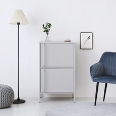 마켓비 PIDOR 캐비넷 모던세로 2문 수납장 6001015, 라이트그레이