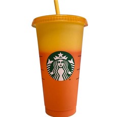 스타벅스 리유저블 컬러체인지 콜드컵, 오렌지, 710ml