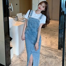 코코블랑 롤리 데님 서스펜더 원피스