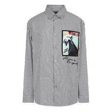 리버클래시 남성용 프린팅 포인트 레귤러핏 블랙 스트라이프 셔츠 LGW31554BK0