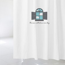 디자인수풀 샤워 커튼 IOU L 1800 x 1880 mm + 스테인리스 고리 세트, 1세트