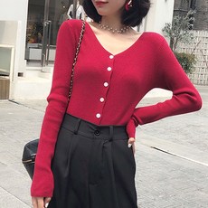 포플러앤씨 여성용 밀러 브이 골지 니트