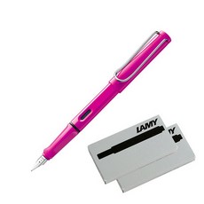 LAMY Safari鋼筆+墨水管 2入, EF, 粉色(鋼筆)