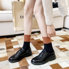여성용 캐주얼 캠퍼스 미들힐 옥스포드화