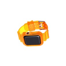 비쉐르 애플 워치 5 40mm 형광 레이버 실리콘 일체형 밴드 스트랩, 오렌지, 1개