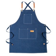 심플 캔버스 와이드형 앞치마 Q02, 블루, 1개