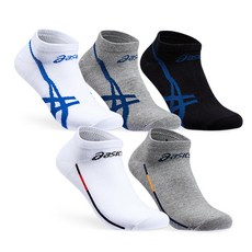 아식스 남성용 사이드 라인 스니커즈 양말 양말 5족 세트, 화이트, 그레이, 블랙