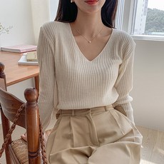 코코블랑 여성용 여리여리 브이넥 니트