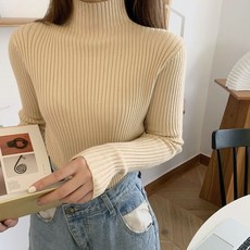 공블리 여성용 골지 슬림핏 터틀넥 니트 CST1287