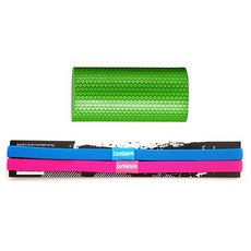 런웨이브 EVA 육각 폼롤러 + 논슬립 헤어밴드 세트, 폼롤러(그린), 헤어밴드(블루 + 핑크), 1개