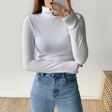 엔비룩 여성용 슬림 기모 폴라 긴팔 티셔츠