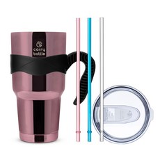캐리보틀 몬스터 텀블러 + 전용 손잡이 + AS 빨대 3종 세트, 글로시와인, 900ml, 1세트 글로시와인(텀블러), 블랙(손잡이), 900ml