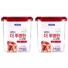 코멕스 더 투명한 정사각 핸들형 김치통, 3.5L, 2개