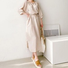 핑크홀릭 루즈핏 지지미 스트링 롱 원피스