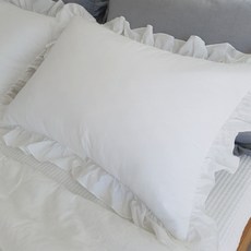 참데코 리치프릴 워싱면 베개커버, 화이트