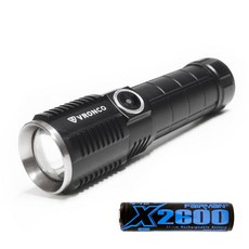 led 손전등-추천-브론코 LED 줌라이트 손전등 XHP50 + 배터리 18650 세트, 블랙(손전등), 1세트