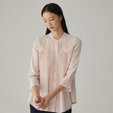 올리비아로렌 밴드넥 플리츠 블라우스 VOCNLXM3121