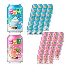 코코팜 피치핑크 복숭아 340ml x 24p + 화이트 요구르트 340ml x 24p, 1세트