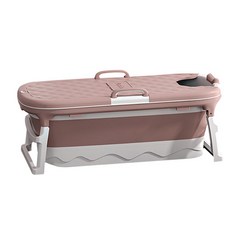 BBEDA 성인용 프리미엄 접이식욕조 대형 + 덮개 + 쿠션 세트, 핑크, 1세트