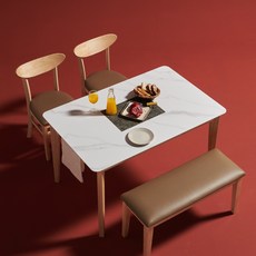 보니애가구 노블리 포셀린 통12T 세라믹식탁세트 4인용, 네츄럴 쿠션벤치형