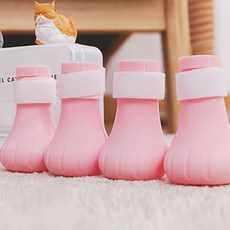 반려동물 실리콘 목욕 신발, 핑크, 2개