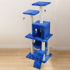 Maeum Eum 市場貓天鵝絨貓塔吊床, 藍色, 1個