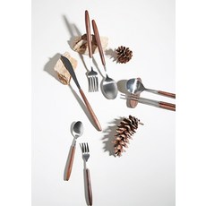 벨류세라믹 디니스 월넛 우드 커트러리 양식기세트, 혼합색상, 디너스푼 + 디너포크 + 디너나이프
