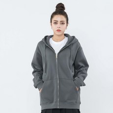 L.LAMO 素色刷毛拉鍊連帽外套
