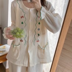 에스텔라 귀여운 디자인 자수 임산부 잠옷 상하의 세트