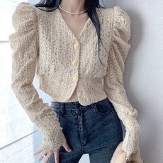 산호색단추여밈가디건