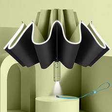 리즈제이니 LED 거꾸로 2~3인용 손잡이 조명 자동 우산 + 마스크 스트랩