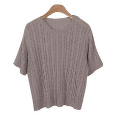 반팔꽈배기니트