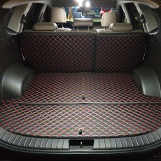 아이빌 입체퀼팅 4D 가죽 빌트인 트렁크매트 2열 등받이 풀세트 현대 현대 더 뉴 싼타페 5인승 블랙 레드스티치