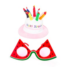 파티쇼 케익모자 + 수박안경 세트, 핑크(모자), 1세트