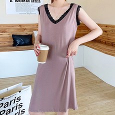 화려한 블랙 레이스 잠옷 나시 임산부 원피스